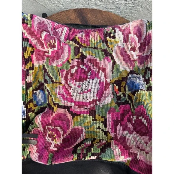 Intrinsic Flair Embroidered Floral Boho Indie Fringe Leather Shoulder Bag Purse - Picture 6 of 11